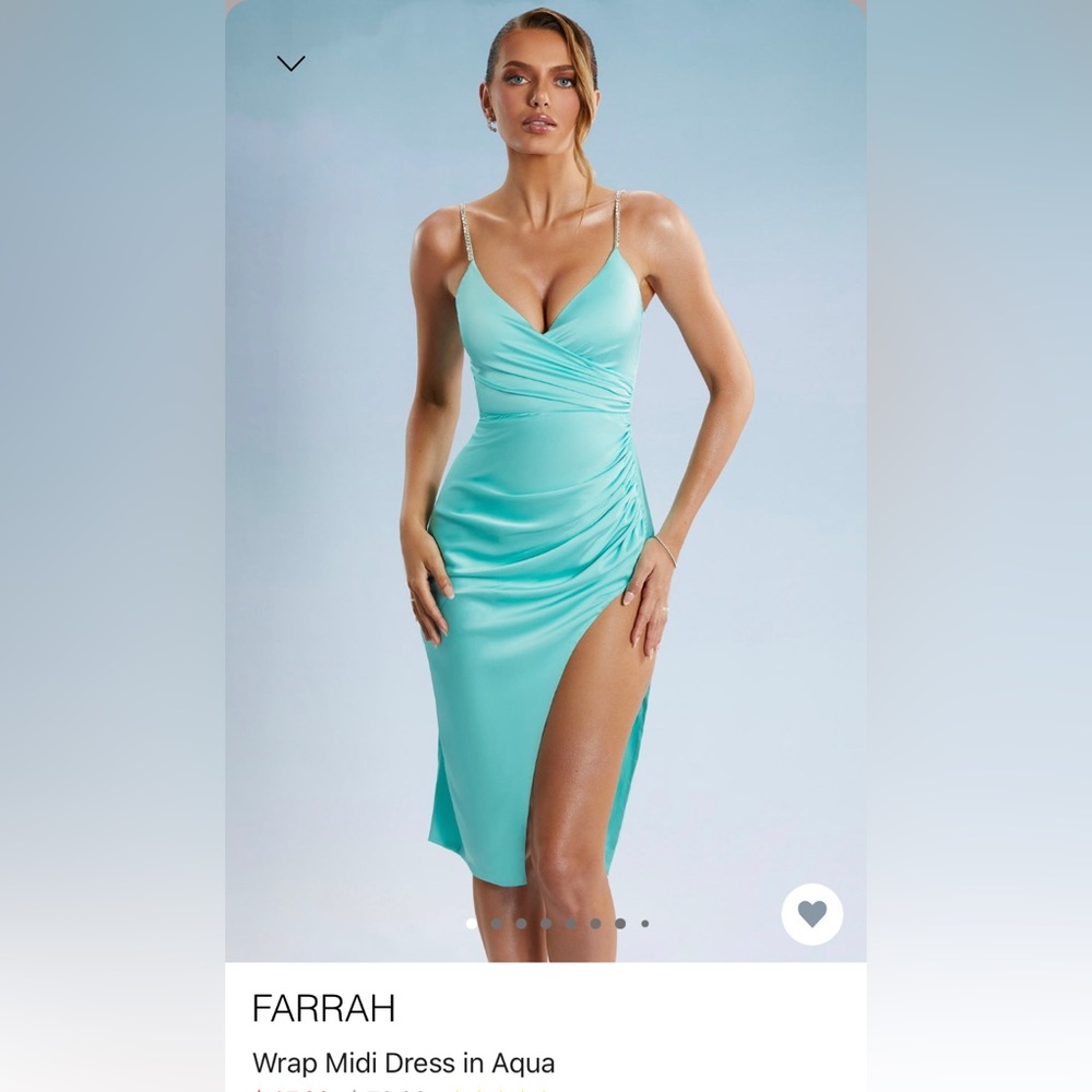 FARRAH wrap midi dress in aqua size 8 brand new from Oh Polly